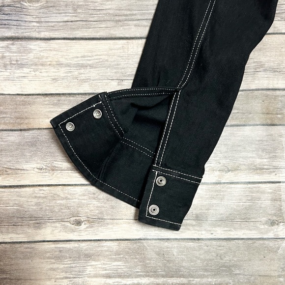 Maison Margiela Black Denim White Stitching Snap Button Spread Collar Jacket 50 - Picture 10 of 15